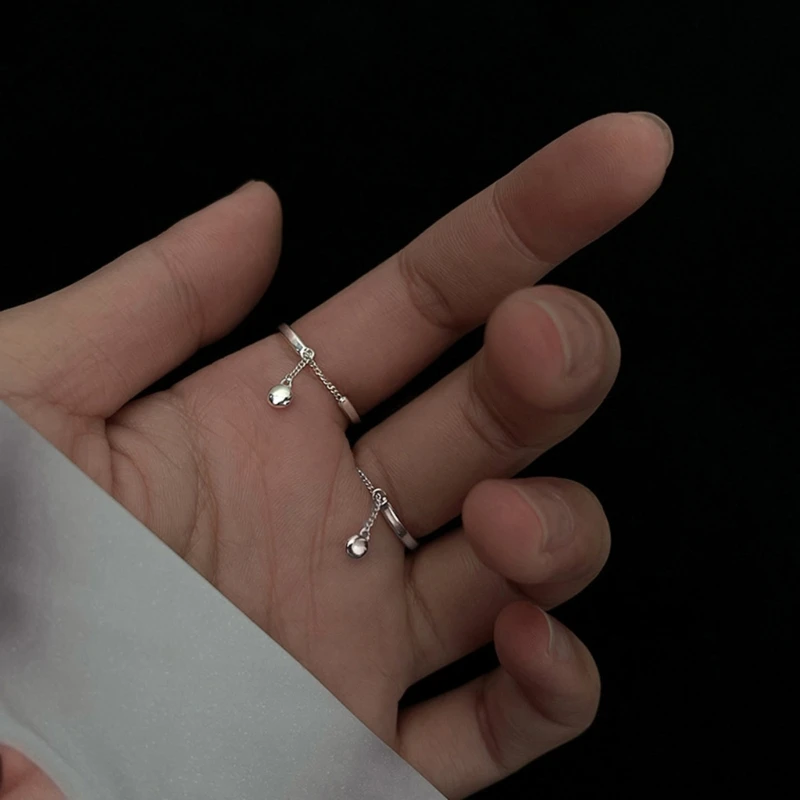 Minimalist Open Rings Simple Adjustable Rings Tassel Chain Promise Ring Finger Band Fashion Jewelry Gift for Women Girls 55KA