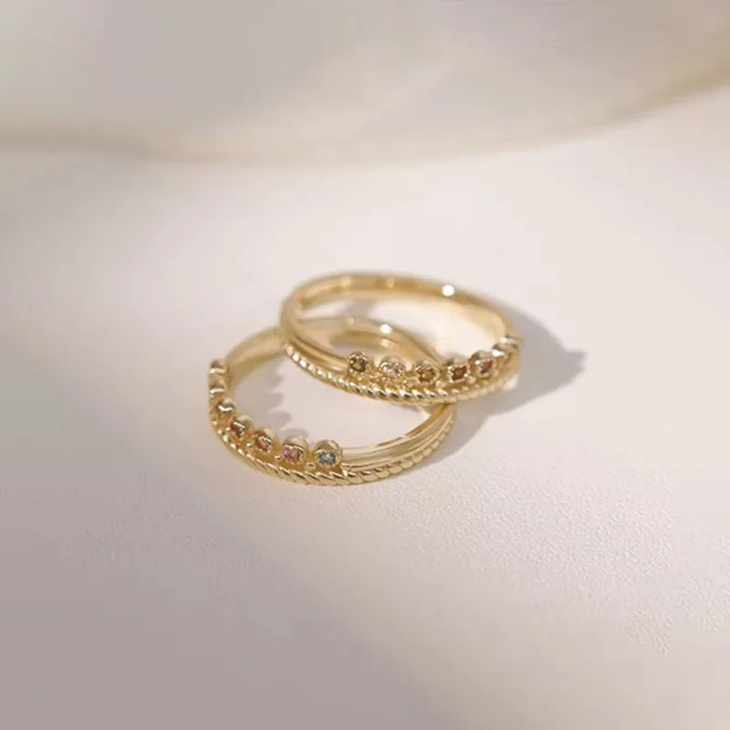 S925 Sterling Silver Colored zircon crown rings Light luxury Jewelry Simple Personality Female  Accessories Party Presents