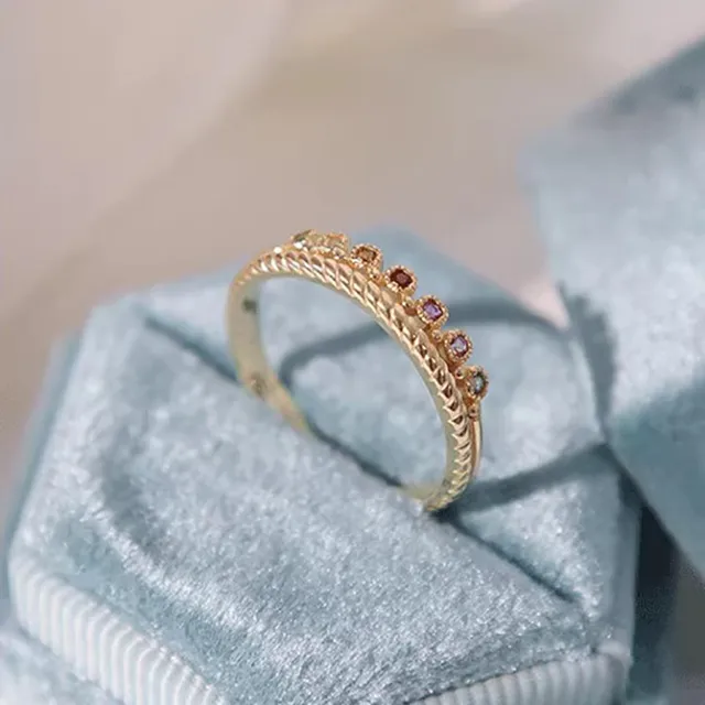S925 Sterling Silver Colored zircon crown rings Light luxury Jewelry Simple Personality Female  Accessories Party Presents