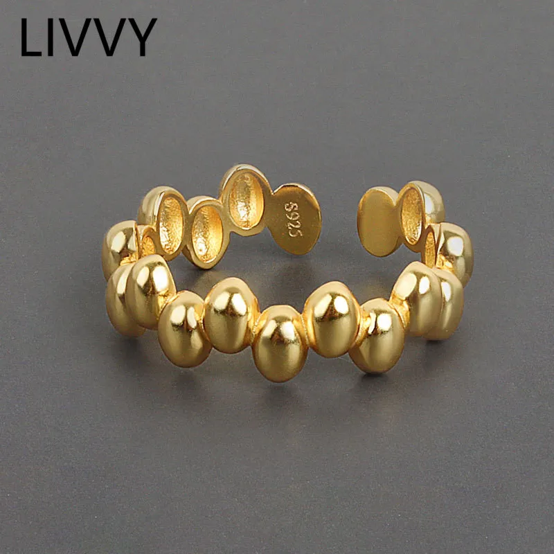 LIVVY Silver Color Irregular Geometric Dots  Ring  For Women  Fashion  Unique Design Handmade Jewelry GiftProduct sellpoints