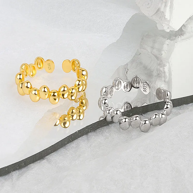 LIVVY Silver Color Irregular Geometric Dots  Ring  For Women  Fashion  Unique Design Handmade Jewelry GiftProduct sellpoints