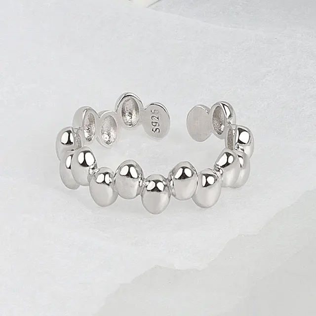 LIVVY Silver Color Irregular Geometric Dots  Ring  For Women  Fashion  Unique Design Handmade Jewelry GiftProduct sellpoints