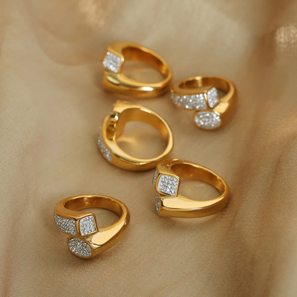 Creative Heart Geometric Open Ring Punk Vintage Fashion Jewely Gifts Irregular Round Rings for Women