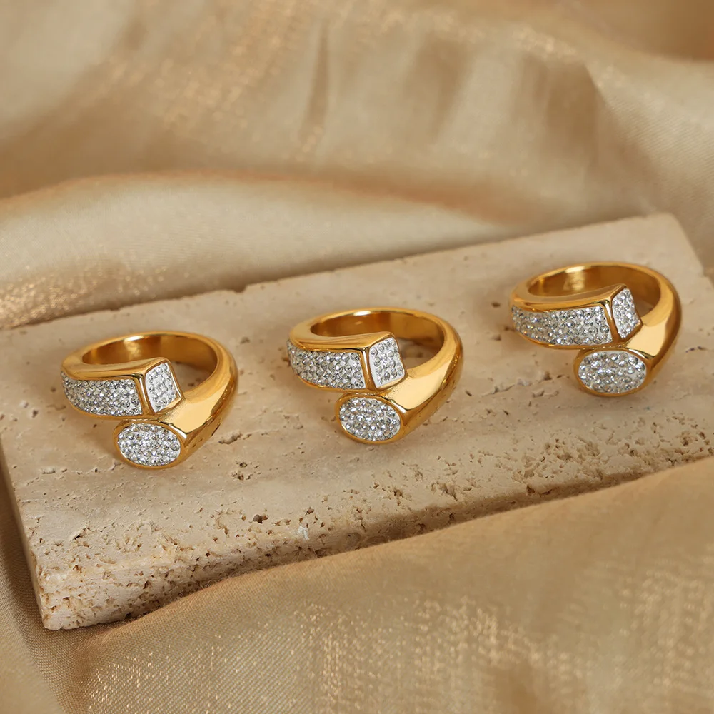 Creative Heart Geometric Open Ring Punk Vintage Fashion Jewely Gifts Irregular Round Rings for Women