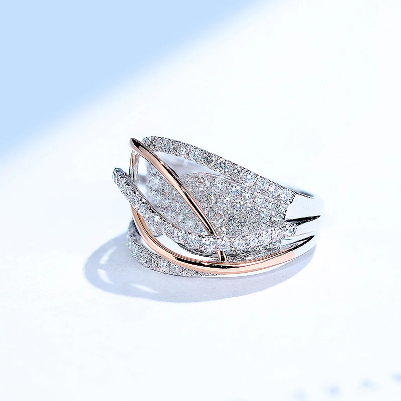 Hot Classic Wedding Rings for Women Fashion Two Tone X Shape Cross Dazzling CZ Ring Female Engagement Jewelry