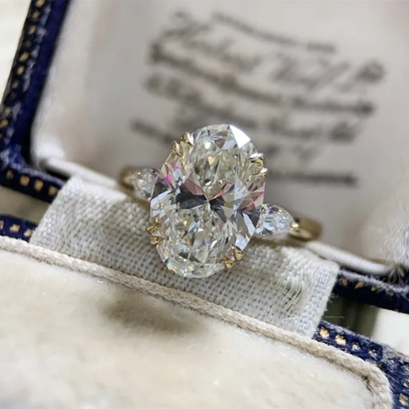 Huitan Simple Oval Cubic Zirconia Wedding Bands Women's Ring Luxury Gold Color Engagement Rings Bright Fashion Jewelry Wholesale