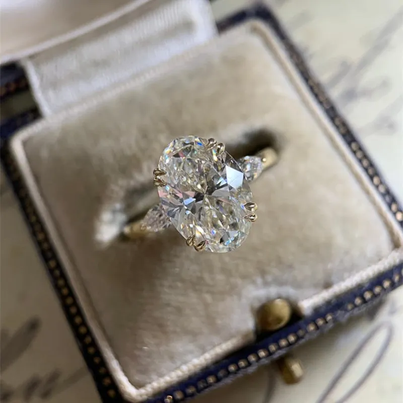 Huitan Simple Oval Cubic Zirconia Wedding Bands Women's Ring Luxury Gold Color Engagement Rings Bright Fashion Jewelry Wholesale