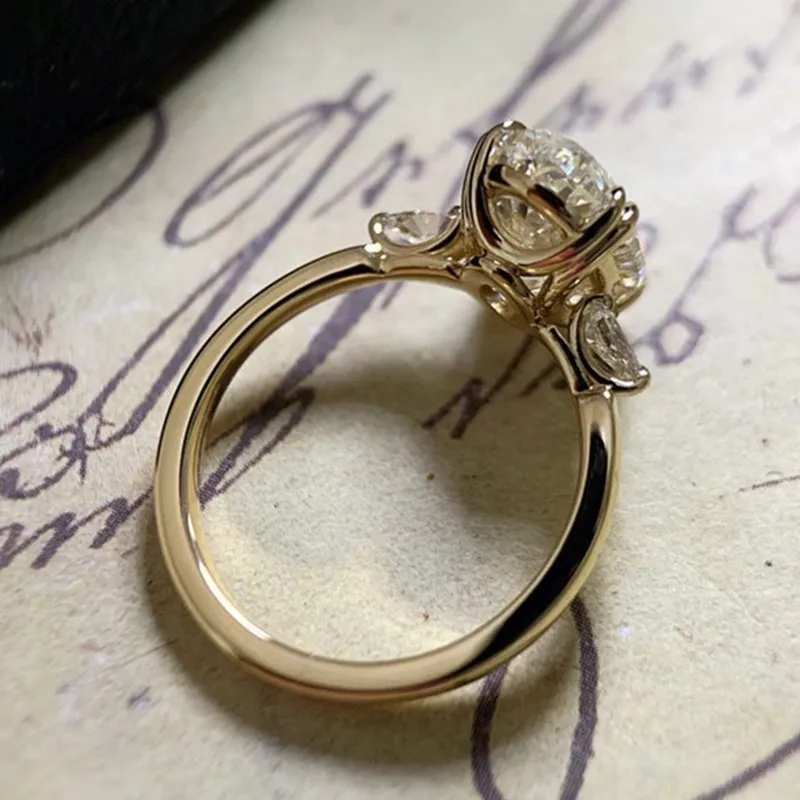 Huitan Simple Oval Cubic Zirconia Wedding Bands Women's Ring Luxury Gold Color Engagement Rings Bright Fashion Jewelry Wholesale
