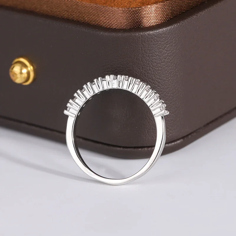 925 Sterling Silver Ring for Women Simple Shiny AAAA Zircon Ring Fashion Silver Jewelry Anniversary Gift Bridal Ring
