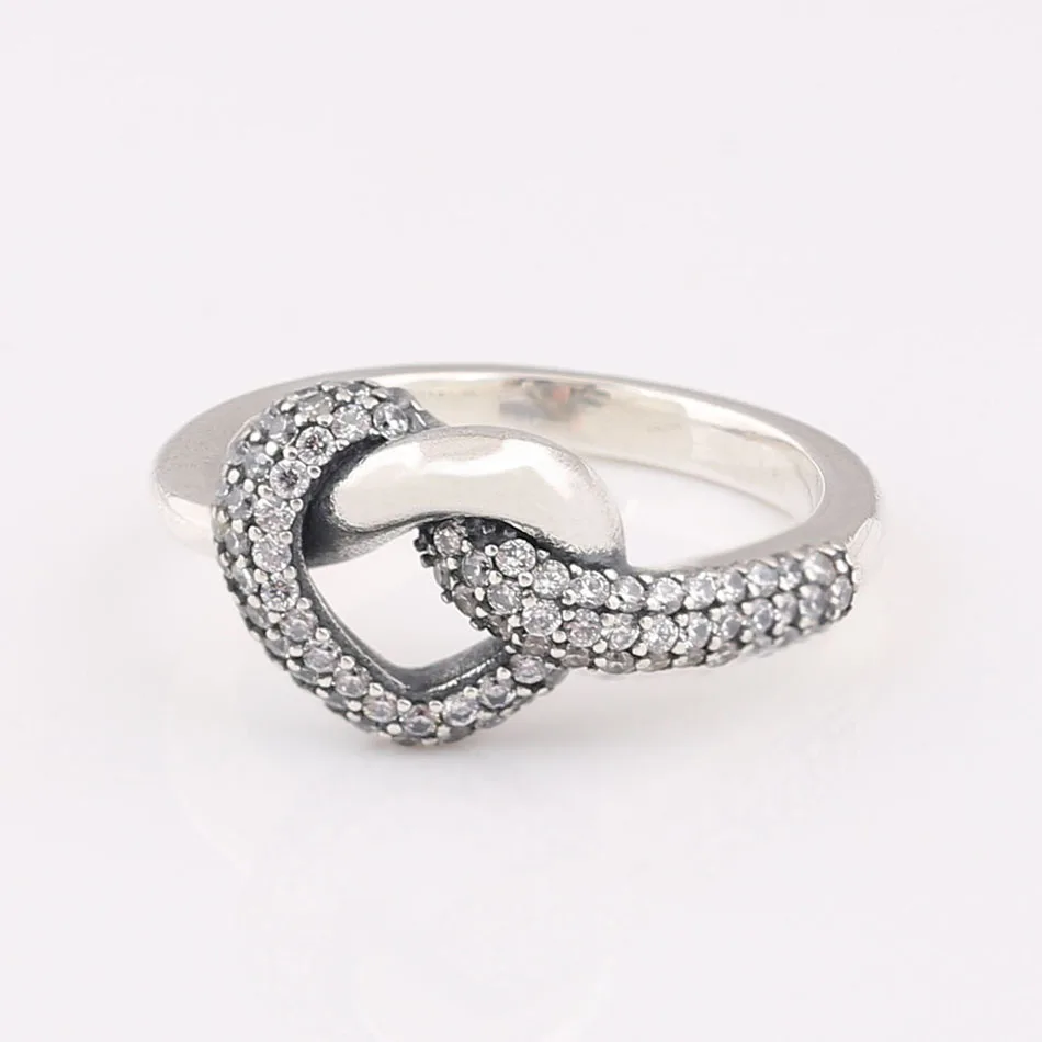 Knotted Heart With Crystal Ring For Women Authentic S925 Sterling Silver