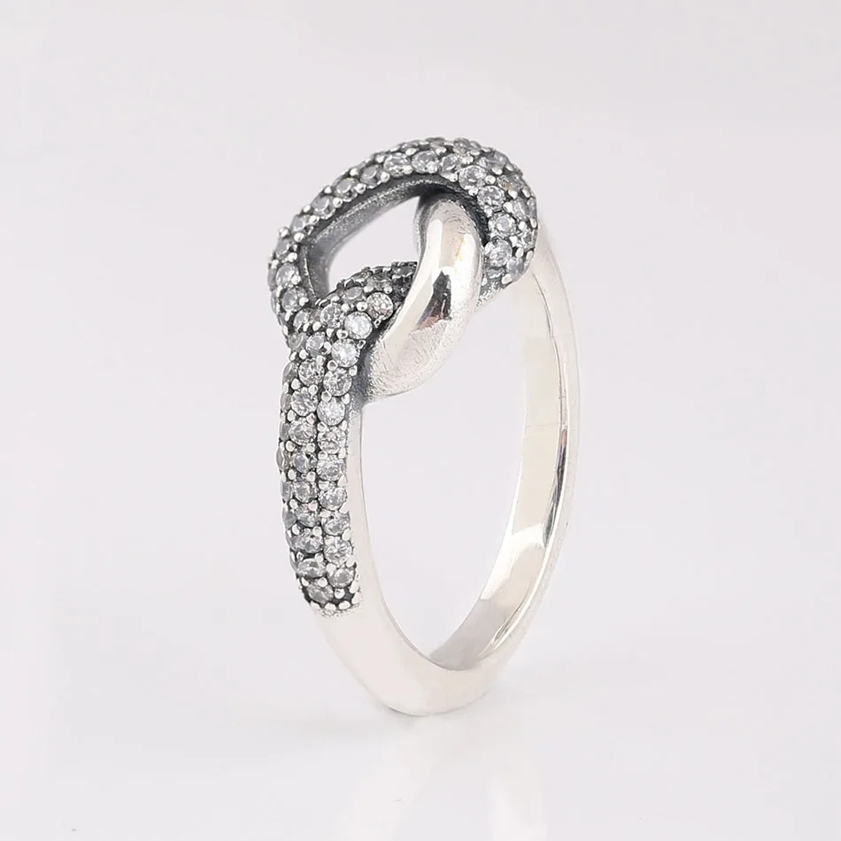 Knotted Heart With Crystal Ring For Women Authentic S925 Sterling Silver