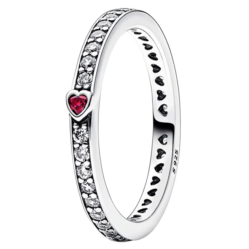 Women Authentic 925 Sterling Silver Love Message Herbarium Cluster Timeless Pave Single-row Rings