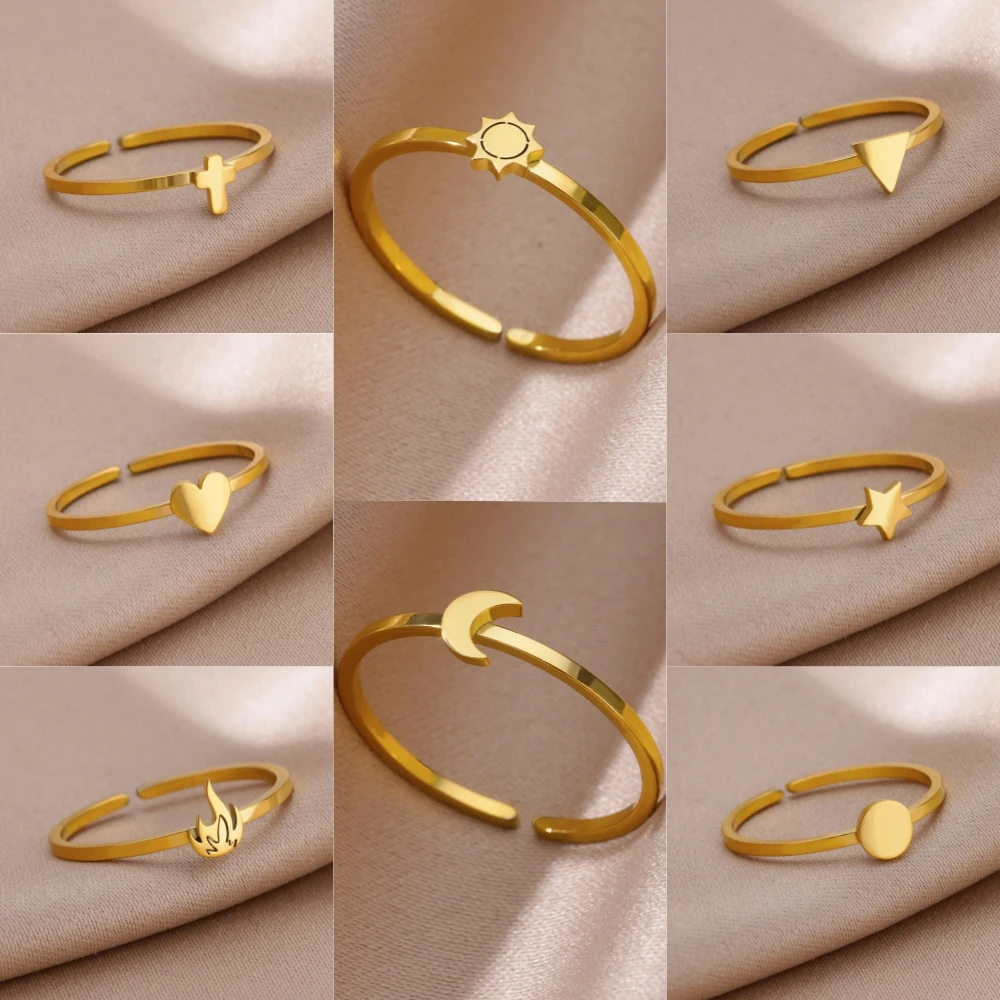 Women Stainless Steel Rings Jewelry Accessories Simple Vintage Adjustable Ring