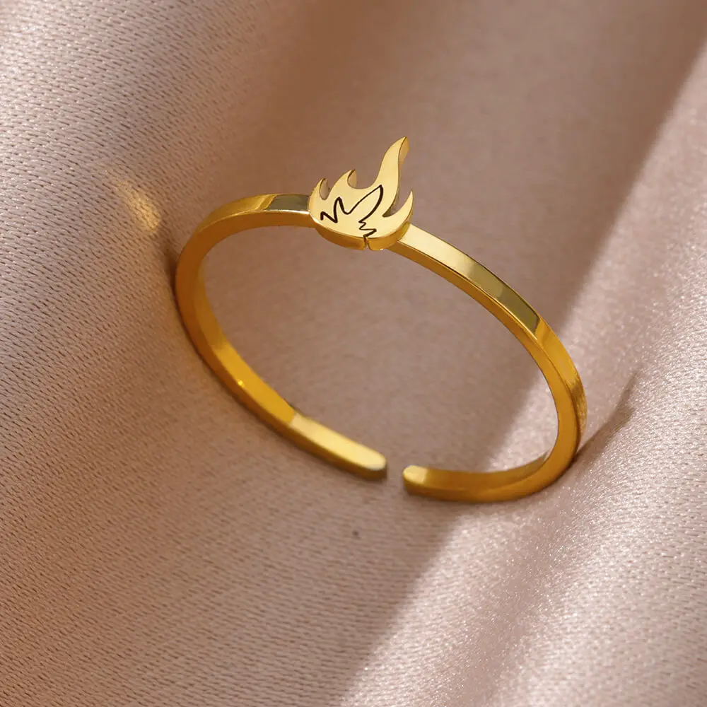 Women Stainless Steel Rings Jewelry Accessories Simple Vintage Adjustable Ring