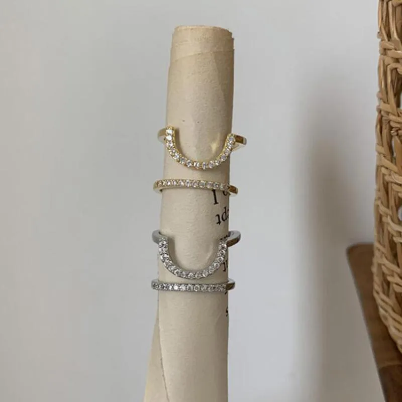 Women Geometric Open Adjustable Nail Ring Fashion Rhinestones Fingertip Rings