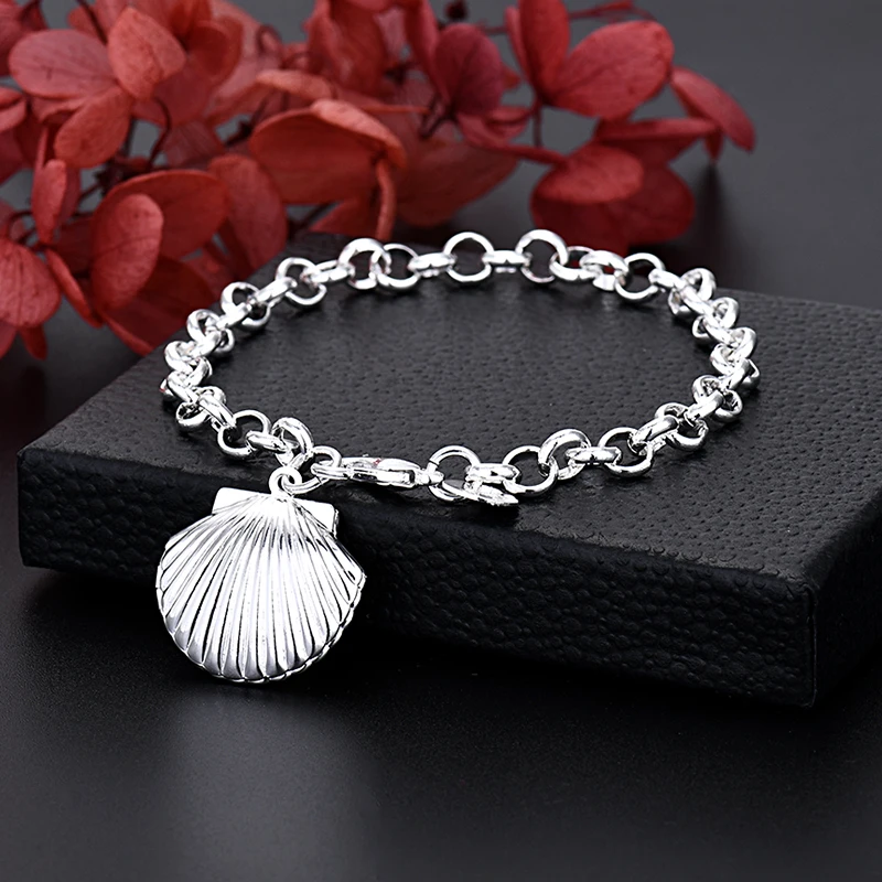 Women Men 925 Sterling Silver Noble Nice Chain Solid Bracelet Charms Fashion Jewelry