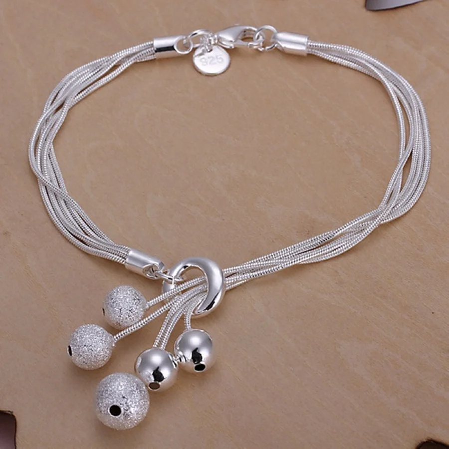 Women Men 925 Sterling Silver Noble Nice Chain Solid Bracelet Charms Fashion Jewelry