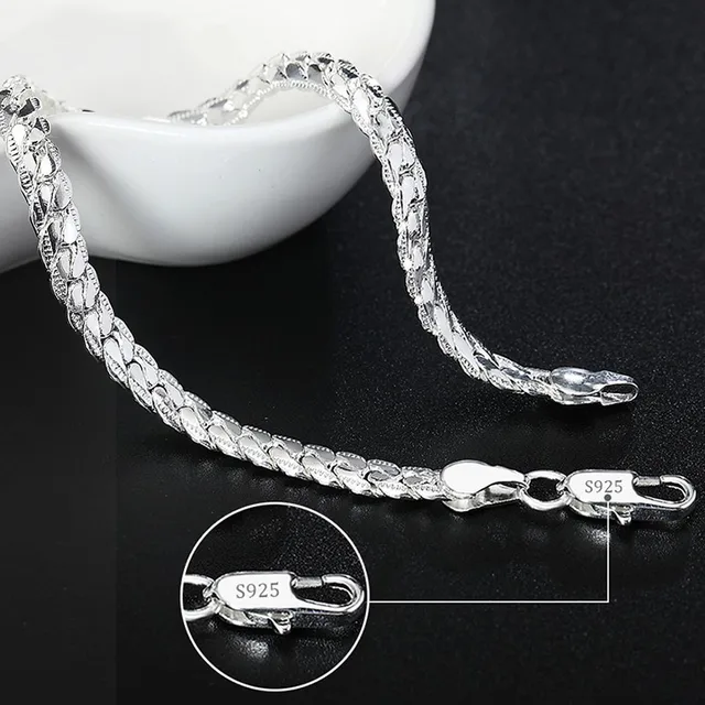 Women Men 925 Sterling Silver Noble Nice Chain Solid Bracelet Charms Fashion Jewelry
