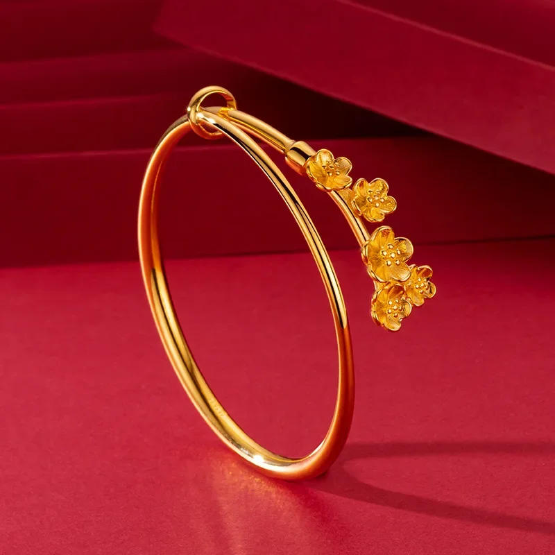 Women Never Fade Real Gold Elegant Bracelets 18k Gold Fine Jewelry