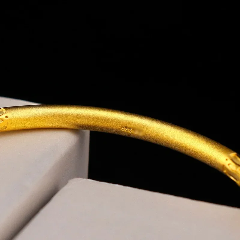 Women real gold 5D gold ancient Xiangyun closed bracelet 18K ancient French bracelet