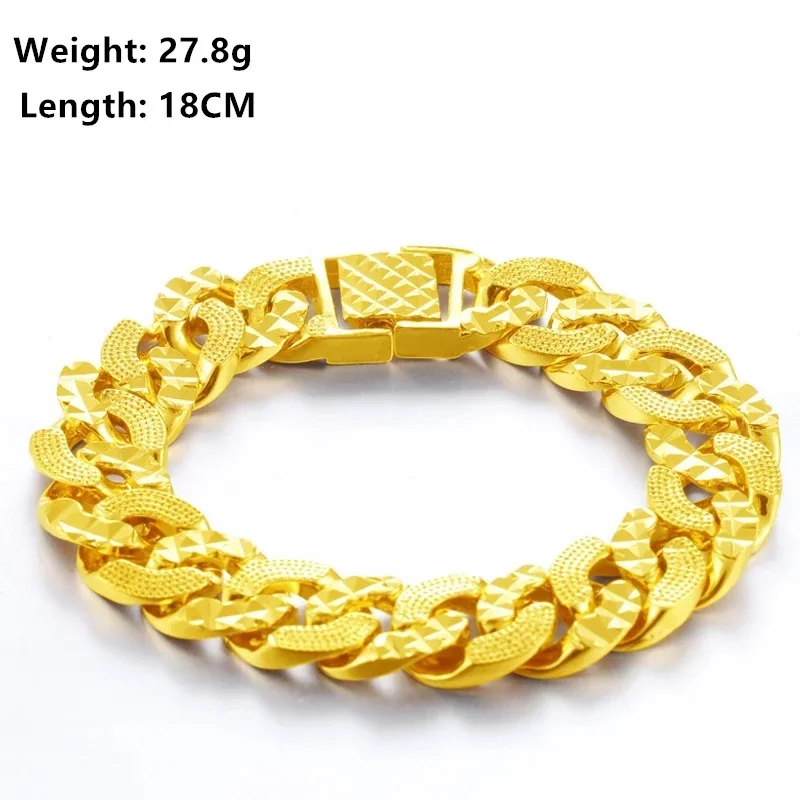 Men Women Forever Not Fade 24K Gold Filled Jewelry Bracelets