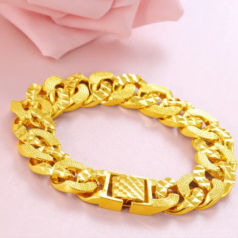 Men Women Forever Not Fade 24K Gold Filled Jewelry Bracelets