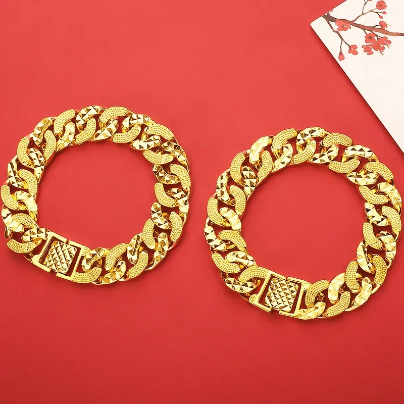 Men Women Forever Not Fade 24K Gold Filled Jewelry Bracelets
