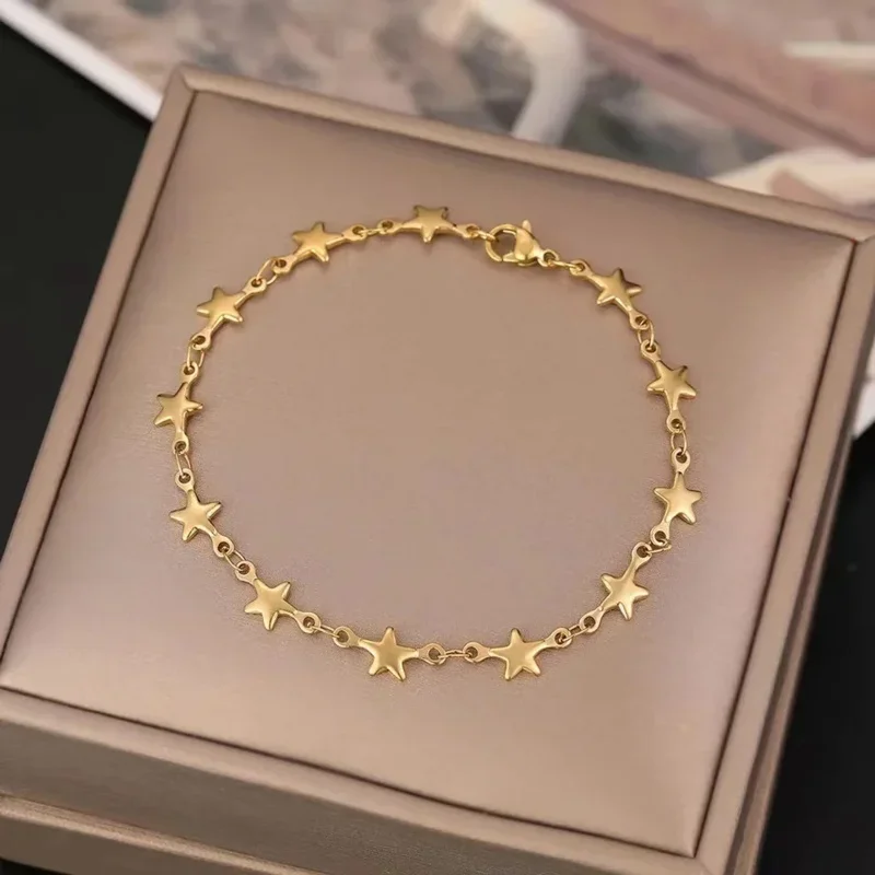 Men Women Stainless Steel Chain Bracelets Gold Silver Color For Pendant Pentagram Don't Fade Jewelry