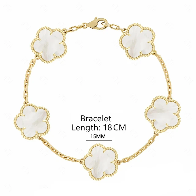 Women Four Leaf Clover 18K Gold Bracelet for Couple Moissanite Jewelry Luxury Brand High Quality