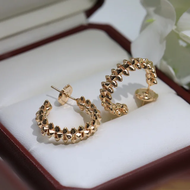 Women Luxury Jewelry 925 Sterling Silver Stud Earrings Rivet Gold Plated Earrings Fashion Classic Brand