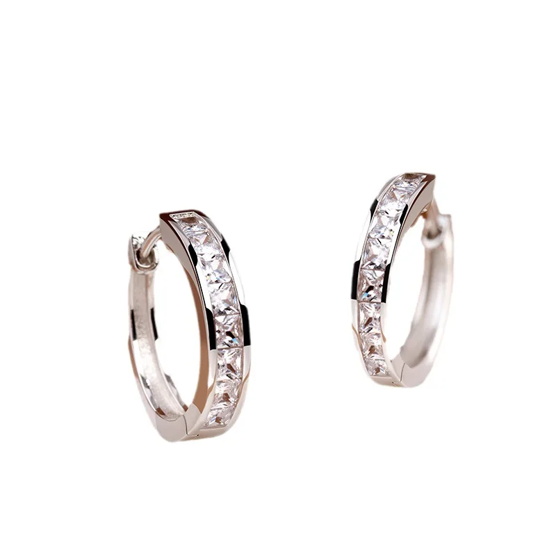 Women Luxury Piercing Clear Zircon Circle Hoop Earring Jewelry Gift EH1005