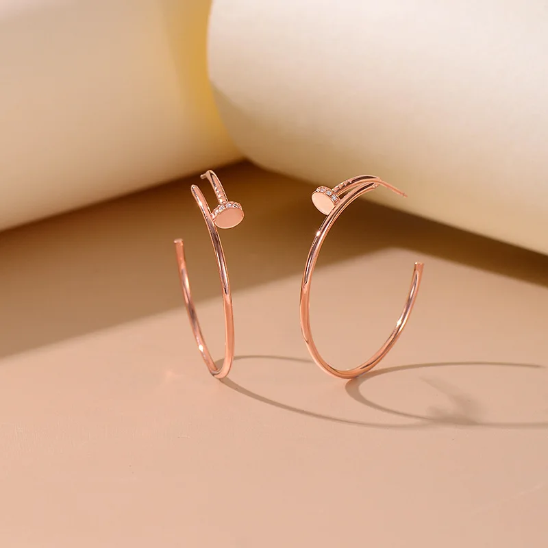 Women Follow Cloud Moissanite Diamonds Earrings 18K White Gold Plated 925 Sterling Silver Large Hoop Earring