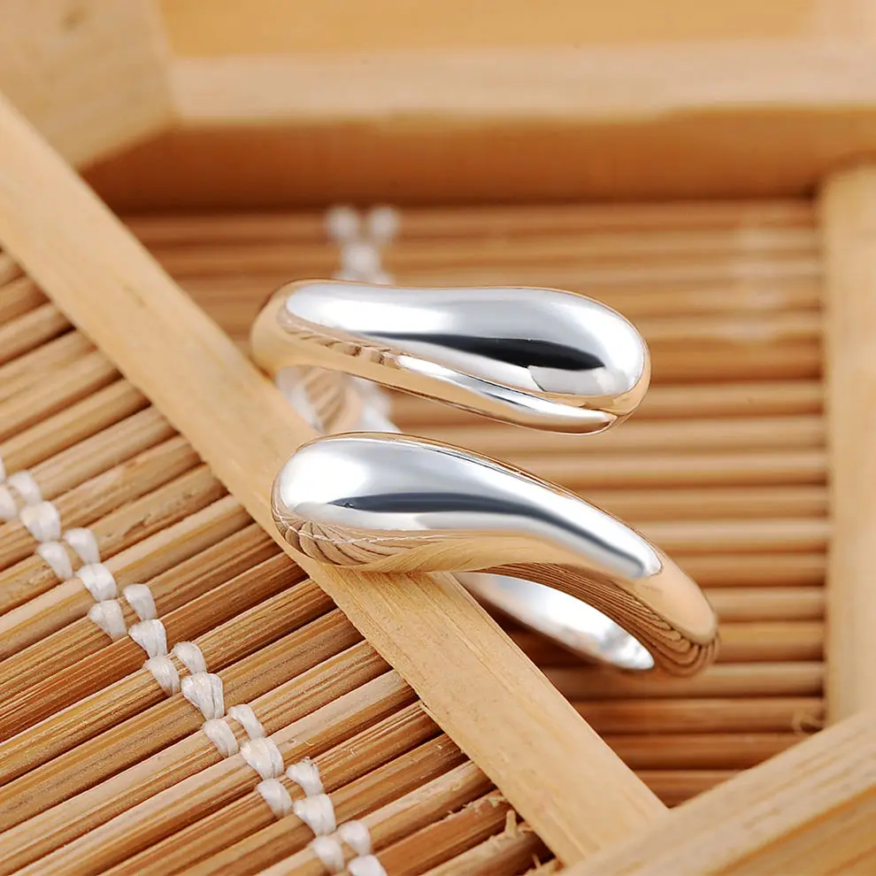 Women Popular brands 925 Sterling Silver Water drop Rings Fashion Jewelry gifts