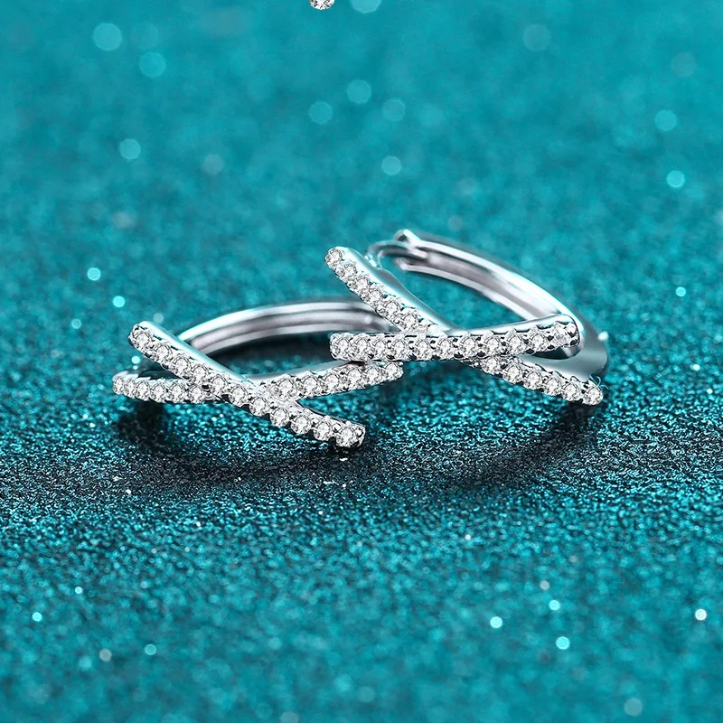 Women Trendy 0.28 Carat Moissanite Diamond Hoop Earrings S925 Sterling Silver Earring Luxury Fine Jewelry