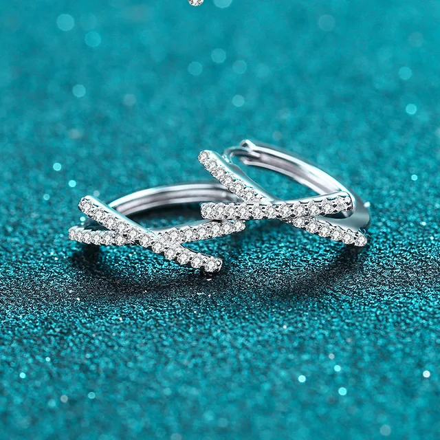 Women Trendy 0.28 Carat Moissanite Diamond Hoop Earrings S925 Sterling Silver Earring Luxury Fine Jewelry