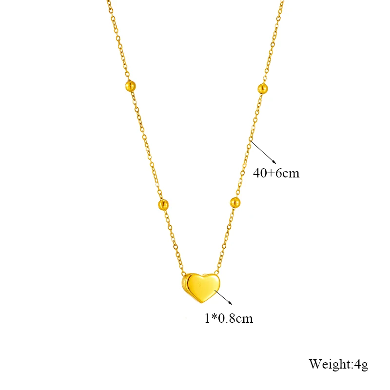 Women 316L Stainless Steel Gold Color Heart Love Chain Necklace Bracelets Fashion Non-fading Jewelry Set