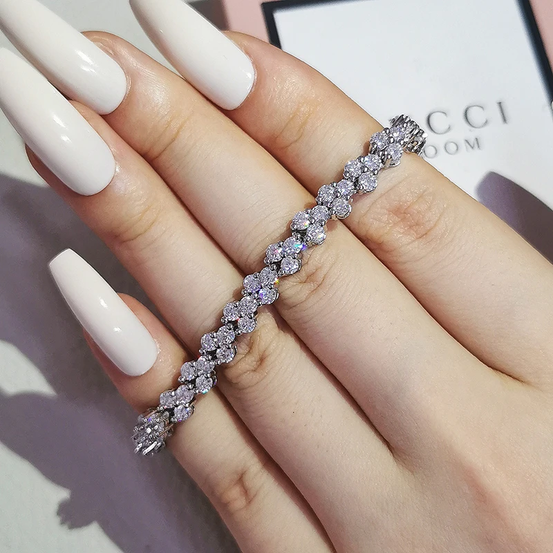 Women Luxury Jewelry Roma Silver Color Charm Cubic Zirconia Crystal Bracelet