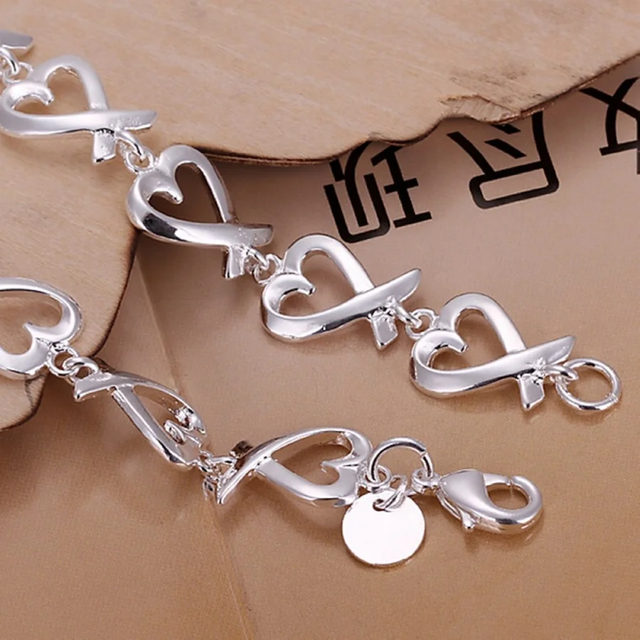 Women 925 Sterling Silver Bracelet Cute Noble Pretty Jewelry Fashion Nice Chain