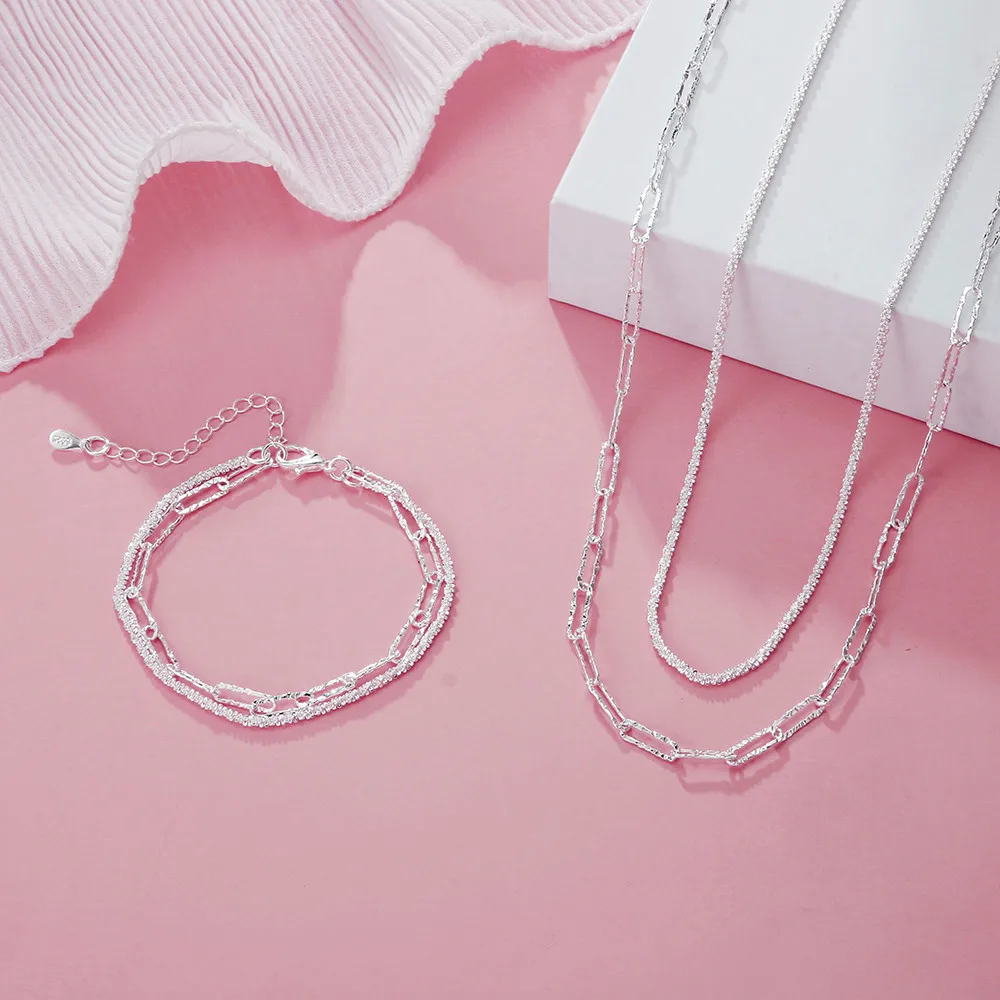 Women Original 925 Sterling silver Beautiful bracelets necklaces fashion designer party wedding Jewelry sets