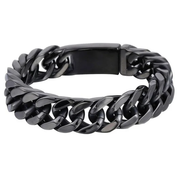 Men Luxury Fashion Hip Hop Curb Chain Bracelet Double Buckle Domineering Bracelet