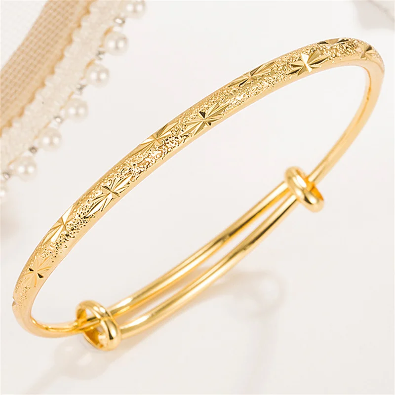 Women 925 Sterling Silver 24K Gold Original Romantic Gypsophila Star Bangles Bracelets Fashion Jewelry
