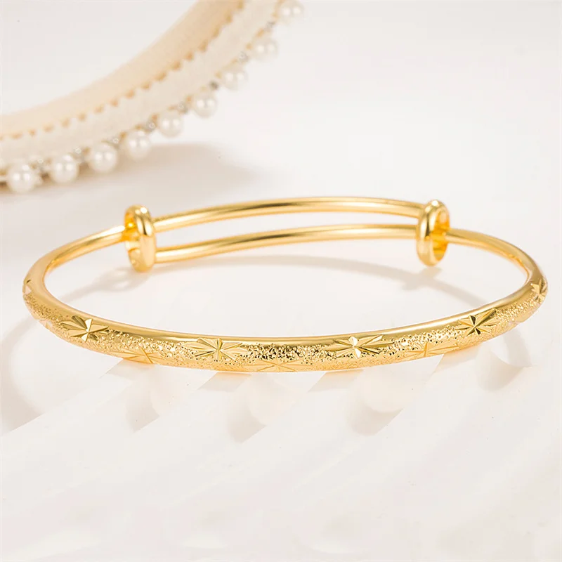 Women 925 Sterling Silver 24K Gold Original Romantic Gypsophila Star Bangles Bracelets Fashion Jewelry