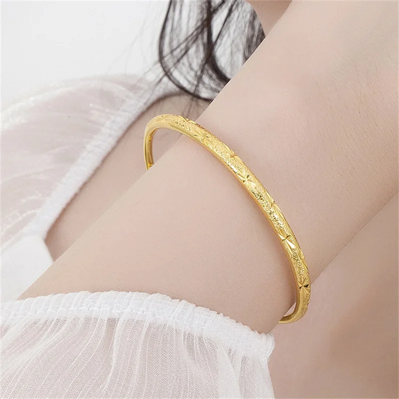 Women 925 Sterling Silver 24K Gold Original Romantic Gypsophila Star Bangles Bracelets Fashion Jewelry