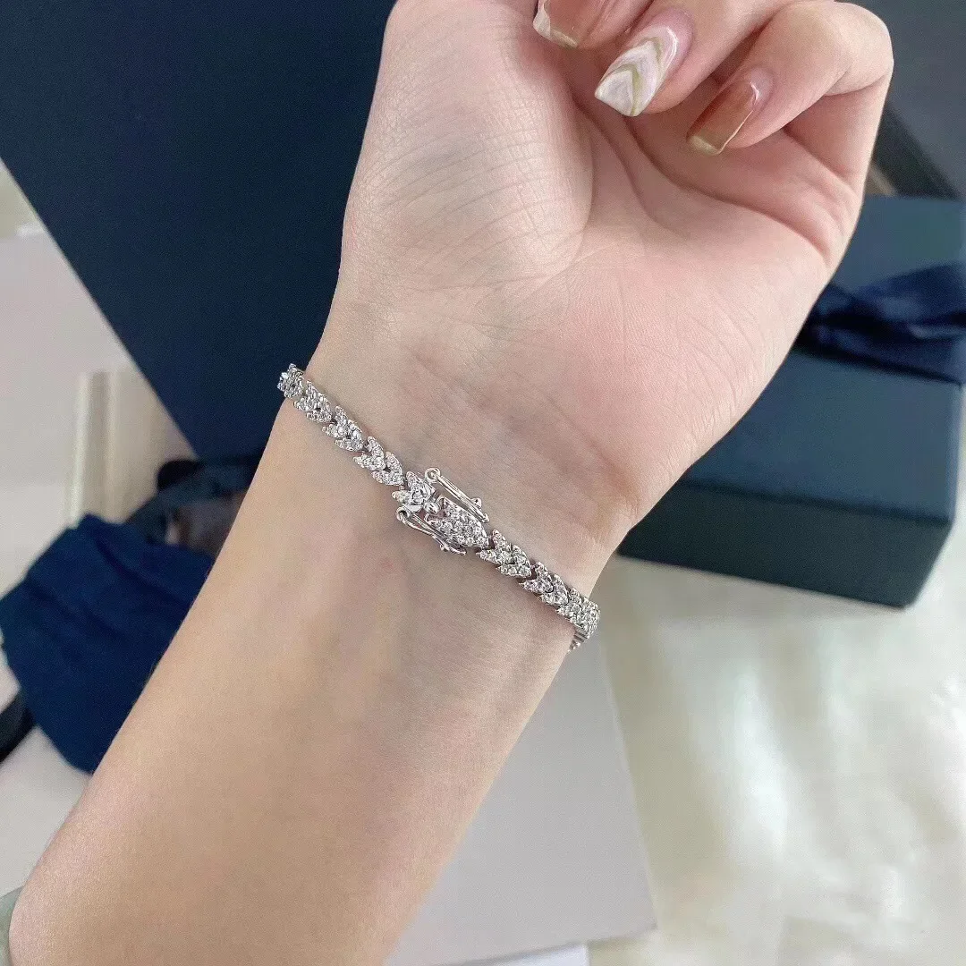 Women 100% Solid Silver 925 Lab Diamonds Simulated Moissanite Bracelets Fine Jewelry