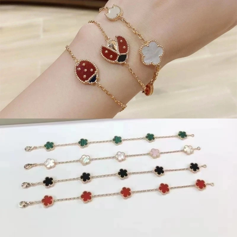 Women Classic s925 Silver Material Deluxe Mother of Pearl Bracelet High Quality 18K Jewelry