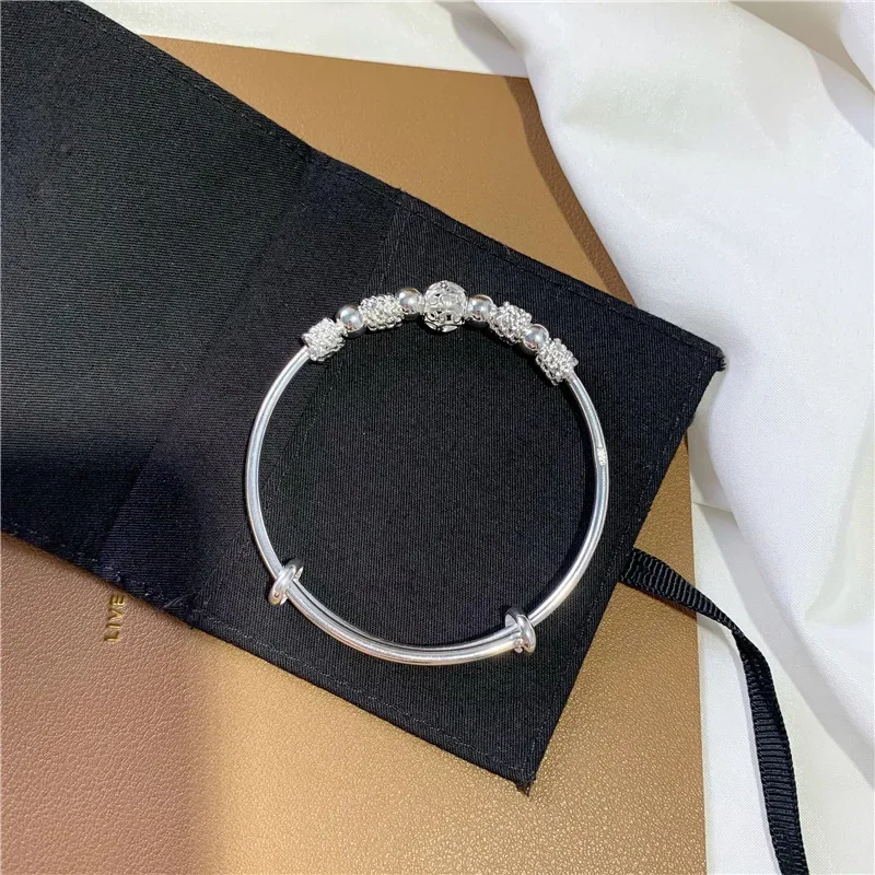 Women New Fashion 925 Sterling Silver Lucky beads Bangles bracelets Luxury Designer party wedding jewelry gifts