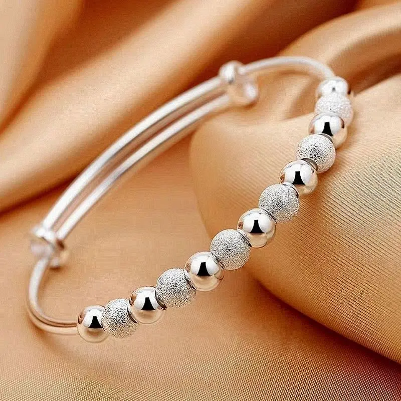 Women 925 sterling silver Luxury Beads bracelets Bangles Adjustable