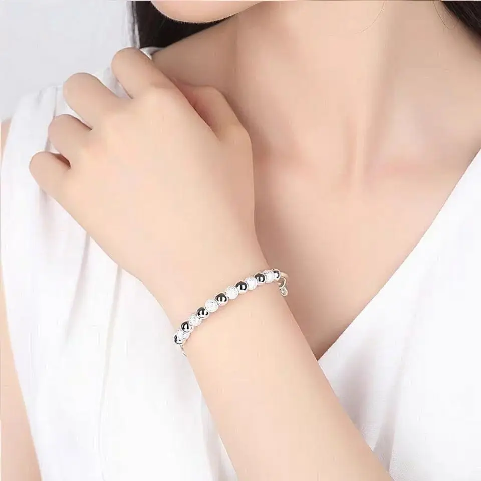 Women 925 sterling silver Luxury Beads bracelets Bangles Adjustable