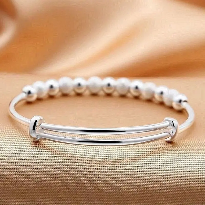 Women 925 sterling silver Luxury Beads bracelets Bangles Adjustable