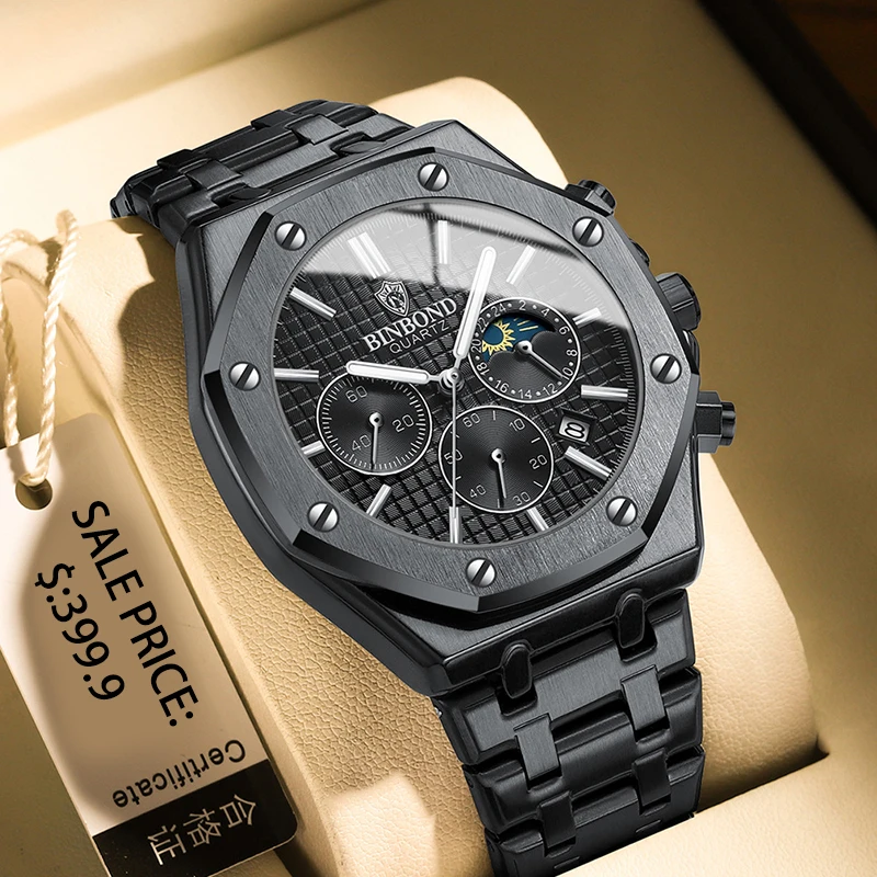 Men Watch Luxury High Quartz Wristwatch Waterproof Luminous Date Stainless Steel Casual Clock